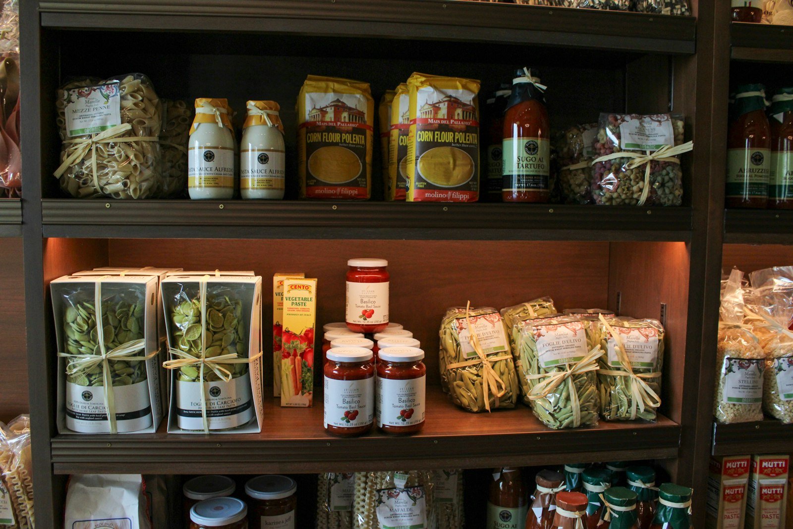 Shelves of specialty pantry products